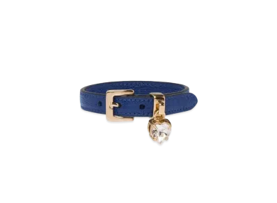MIU MIU Crystal With Madras Leather Bracelet "Navy"
