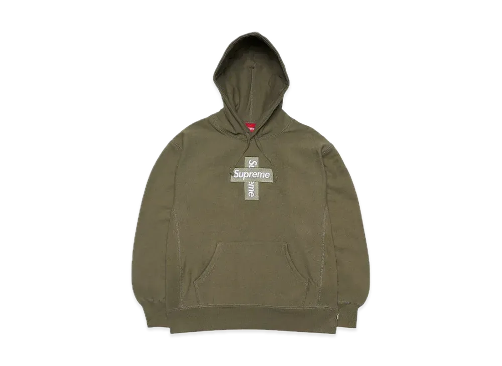Supreme Cross Box Logo Hooded Sweatshirt "Light Olive"