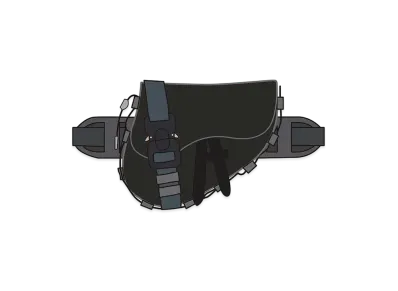 Dior x Sacai Saddle Mini Bag Technical Fabric & Grained Calafskin "Black"