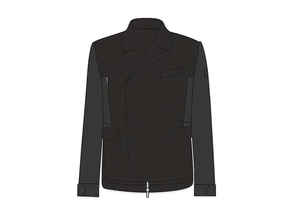 ディオール x サカイ ダブルブレストジャケット ウールツイル "ブラック" 213C430A5180_C989