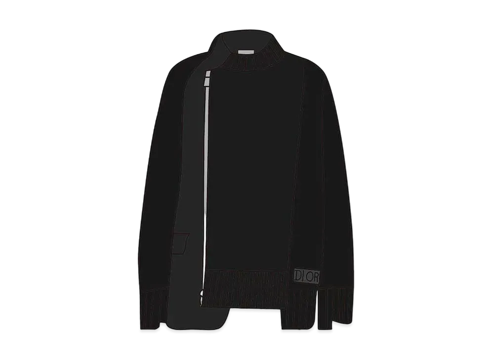 Dior x Sacai Knit Hybrid Jacket Technical Wool Cotton Cashmere "Black"
