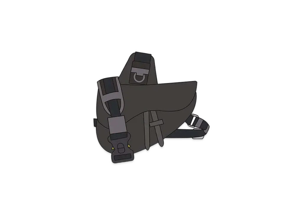 Dior x Sacai Saddle Bag Technical Fabric & Grained Calafskin "Black"