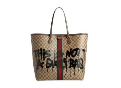 GUCCI x BALENCIAGA The Hacker Graffiti Large Tote Bag Coating Canvas "Beige"