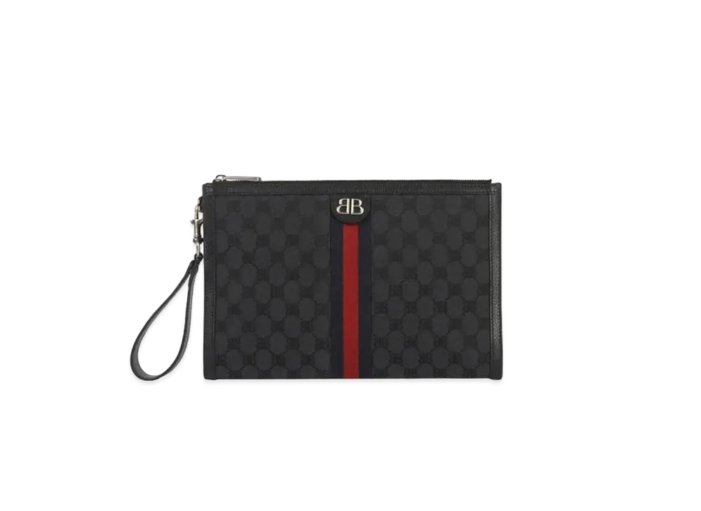 グッチ x バレンシアガ ハッカー ポーチ キャンバス ジャカード "ブラック" 6803822103X1000