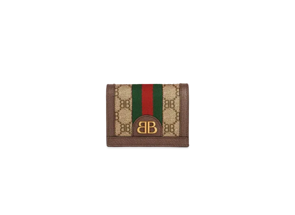 GUCCI x BALENCIAGA Hacker Card Case Wallet In Coating Coated Canvas "Beige"