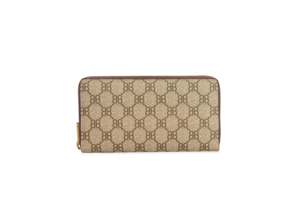 GUCCI x BALENCIAGA The Hacker Continental Zip Wallet Coating Canvas "Beige"