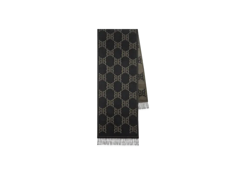 GUCCI x BALENCIAGA The Hacker Allover Logo Macro Scarf "Charcoal"