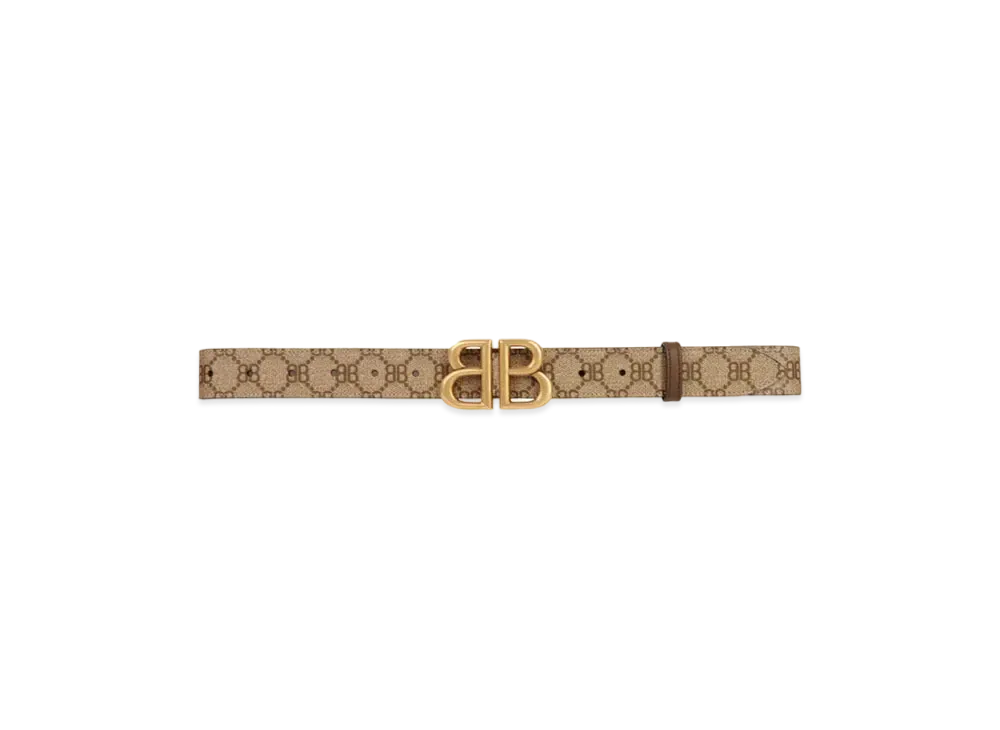 GUCCI x BaBALENCIAGA The Hacker Bb Large Belt Coating Canvas "Beige"