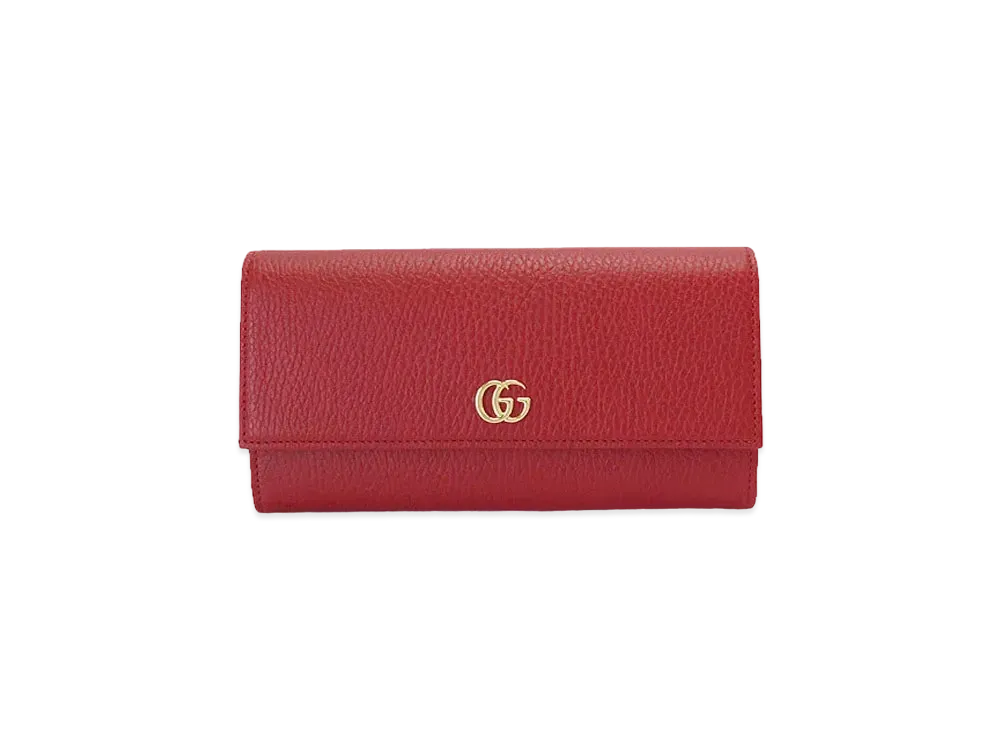 GUCCI GG Marmont Leather Continental Wallet "Red"