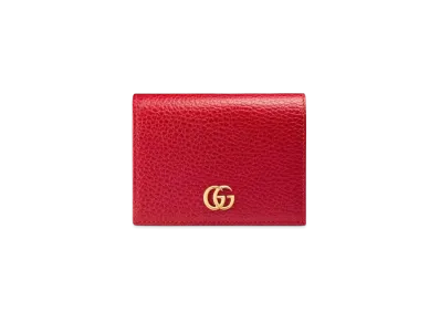 GUCCI GG Marmont Leather Card Case Wallet "Red"
