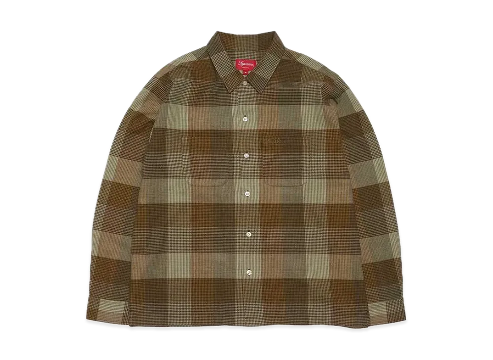 シュプリーム プレイド フランネル シャツ "オリーブ" (21FW)