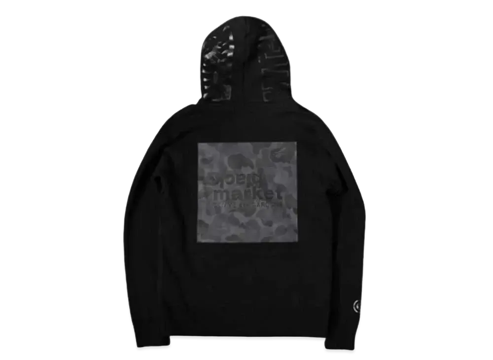 COMME des GARCONS BLACKMARKET A BATHING APE SHARK HOODIE "Black"