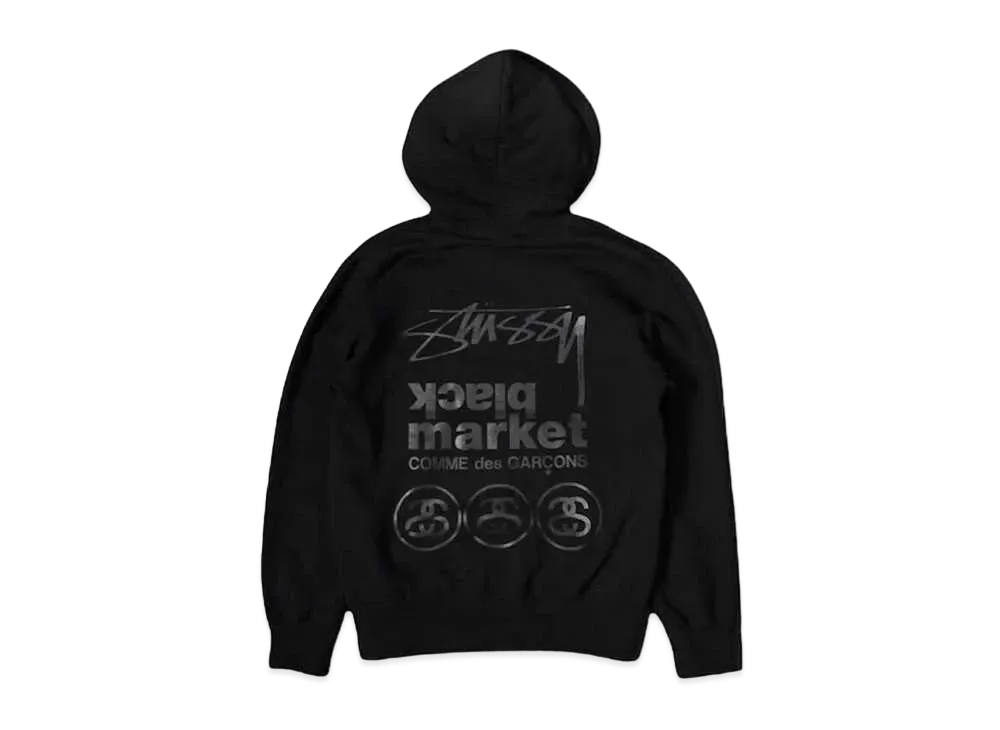 COMME des GARCONS BLACKMARKET STÜSSY HOODIE "Black"