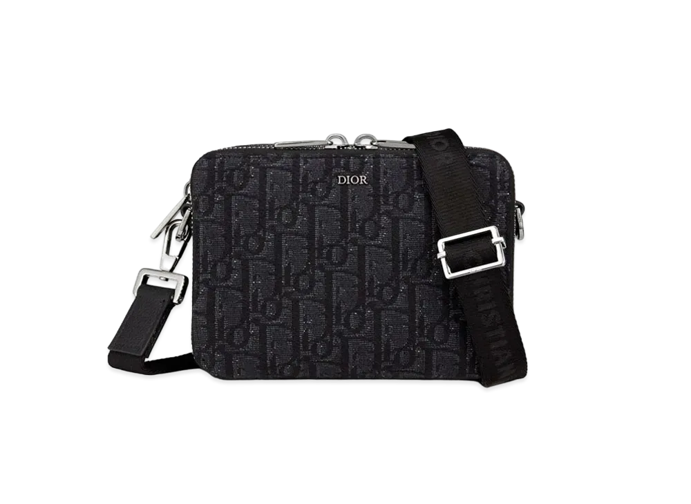 ディオール ショルダーストラップ ポーチ ディオール オブリーク ジャカード "ブラック"