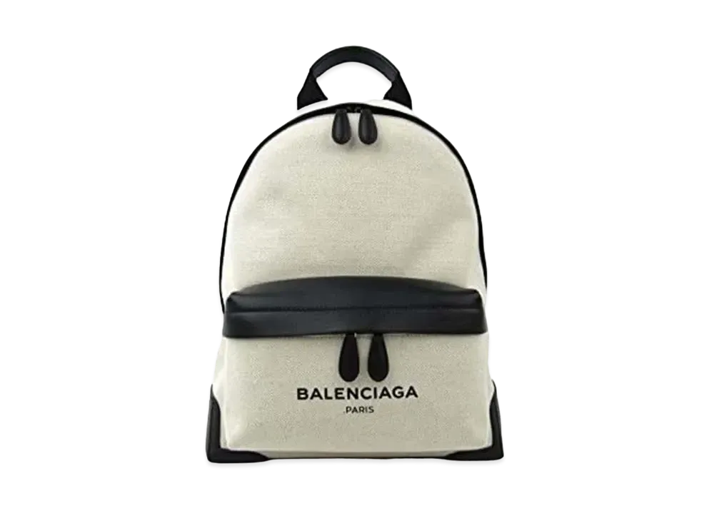 BALENCIAGA Navy Canvas Backpack "Natural/Black"