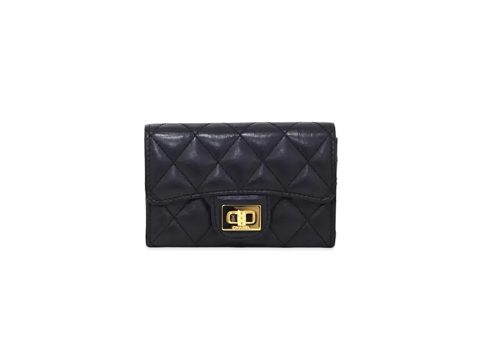 CHANEL 2.55 Matelasse Card Case "Black"