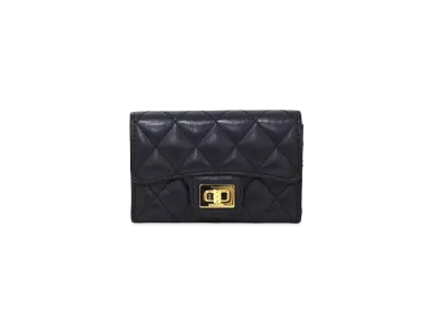 CHANEL 2.55 Matelasse Card Case "Black"