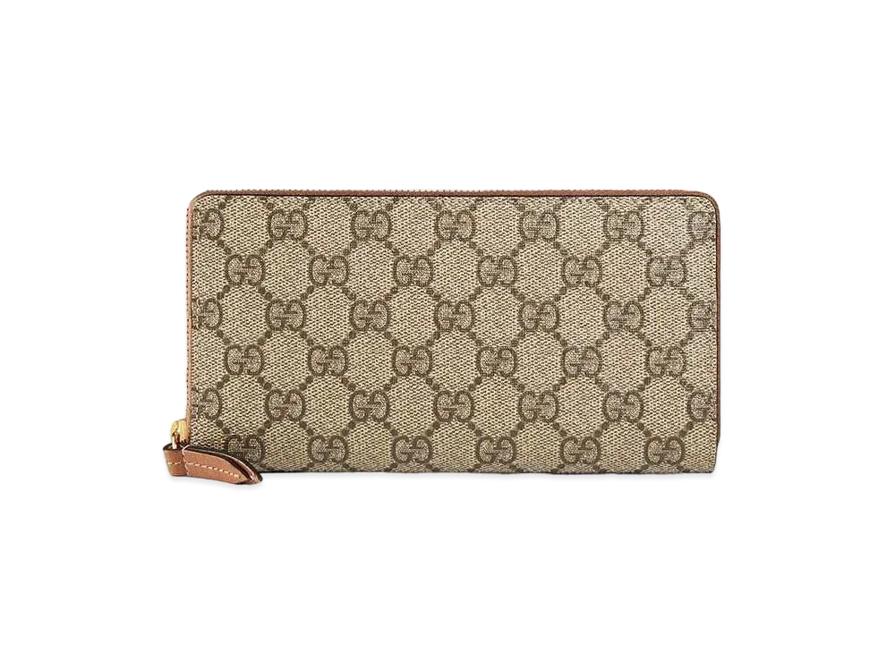 Gucci GG Supreme Zip Wallet "Beige"