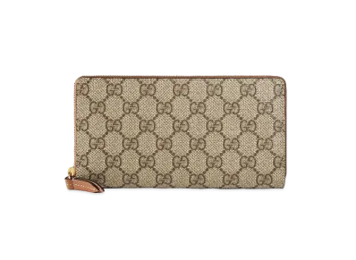Gucci GG Supreme Zip Wallet "Beige"