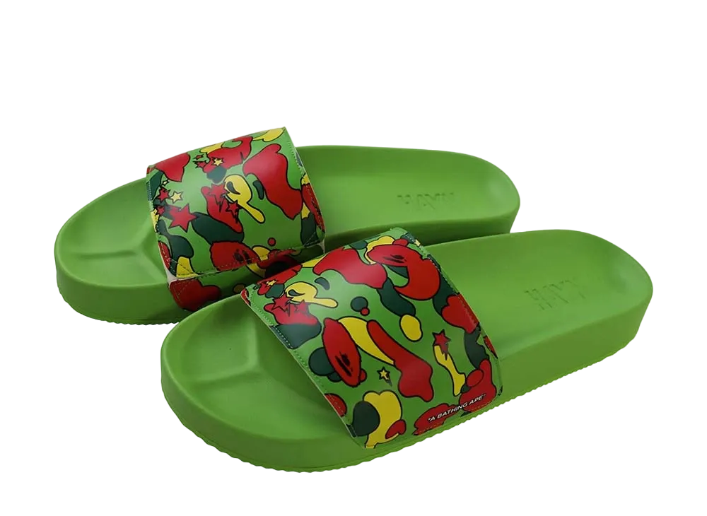 ハイアン × アベイシングエイプ ベイプスタ カモ スライド サンダル "グリーン"