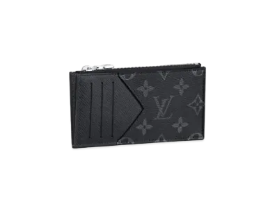 Louis Vuitton Coin Card Holder Monogram Eclipse Taiga "Noir"