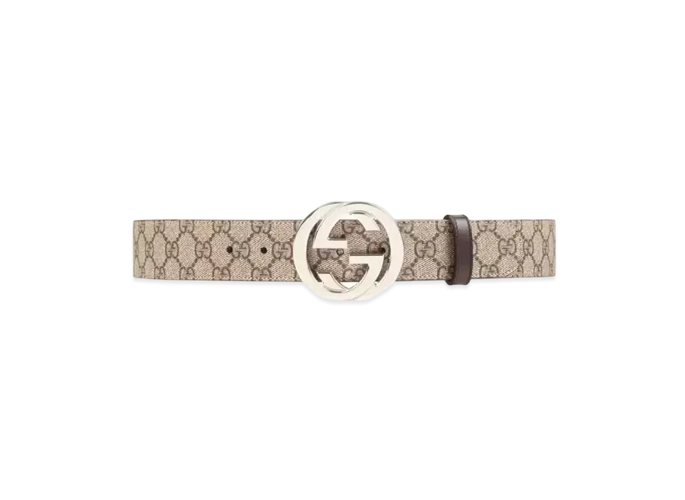 GUCCI GG Supreme Belt With G Buckle "Beige/Ebony"