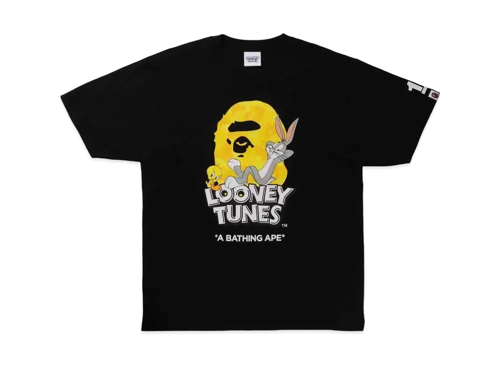 A BATHING APE X LOONEY TUNES ABC CAMO APE HEAD TEE MENS "Black"