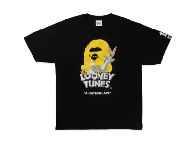 A BATHING APE X LOONEY TUNES ABC CAMO APE HEAD TEE MENS "Black"