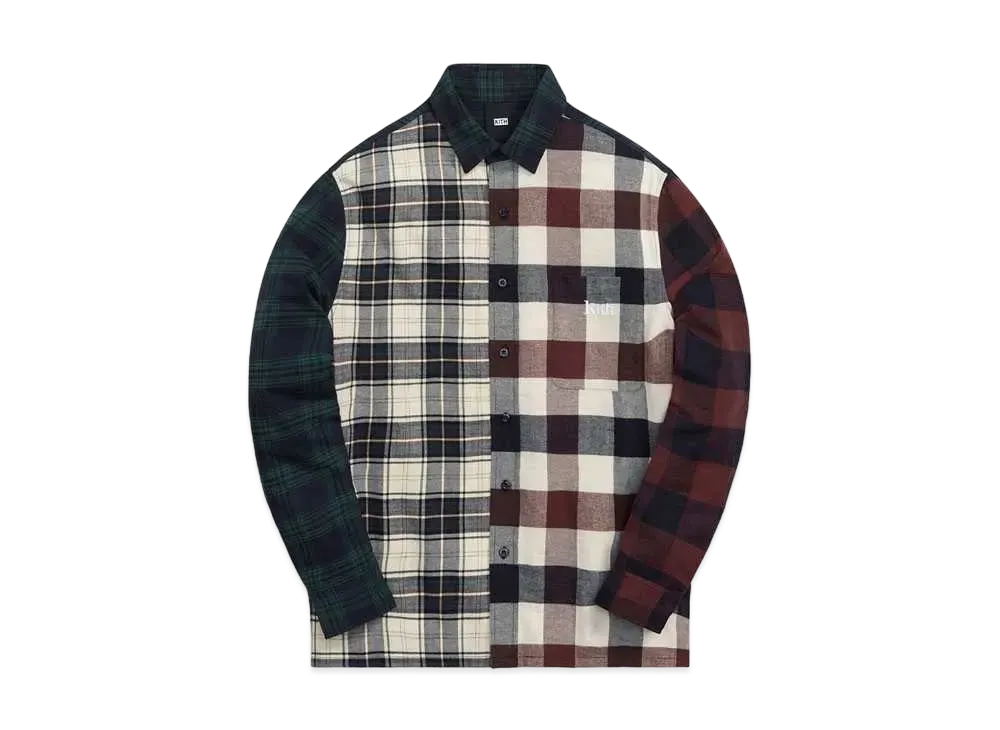 Kith Plaid Mix Ludlow Button Down "Saddle"