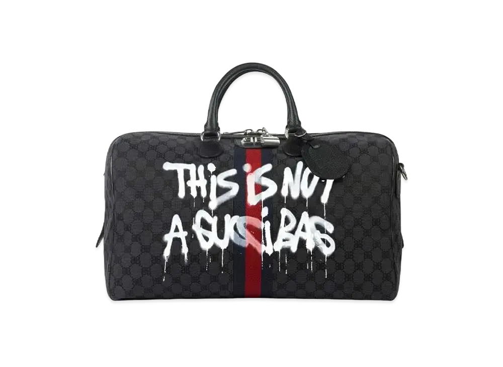 GUCCI x BALENCIAGA The Hacker Graffiti Medium Duffel Bag Canvas Jacquard "Black"