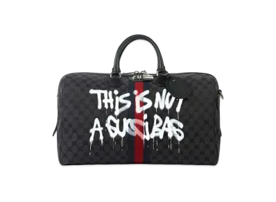 GUCCI x BALENCIAGA The Hacker Graffiti Medium Duffel Bag Canvas Jacquard "Black"