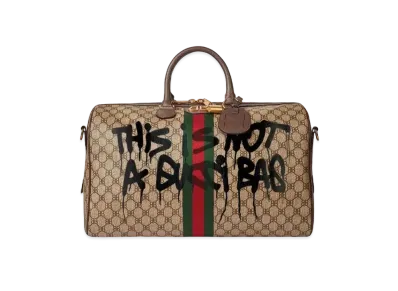GUCCI x BALENCIAGA The Hacker Graffiti Medium Duffel Bag Coating Canvas "Beige"