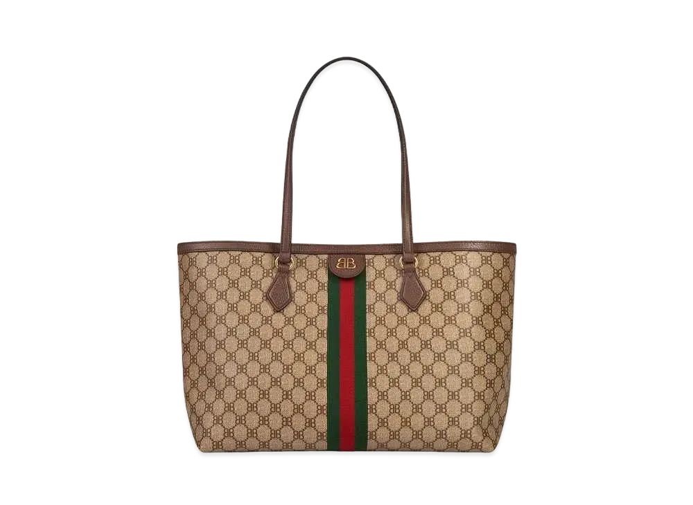 グッチ x バレンシアガ ハッカー ミディアム トートバッグ コーティング キャンバス "ベージュ" 6801252103U0001
