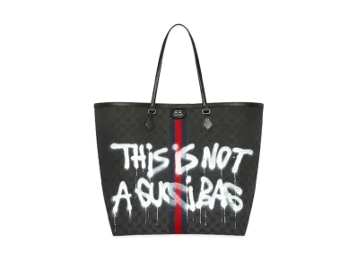 GUCCI x BALENCIAGA The Hacker Graffiti Large Tote Bag Canvas Jacquard "Black"