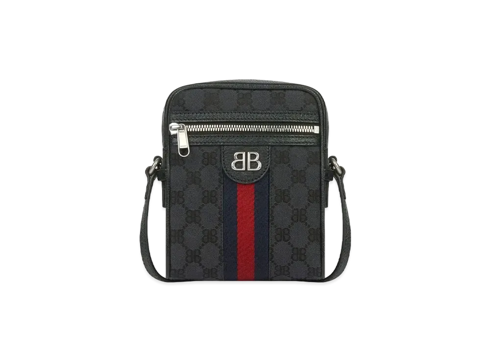 グッチ x バレンシアガ ハッカー ショルダー ジップ バッグ キャンバス ジャカード "ブラック" 6801292103X1000
