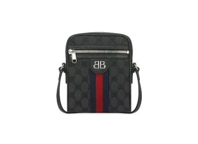 GUCCI x BALENCIAGA The Hacker Shoulder Zip Bag Canvas Jacquard "Black"