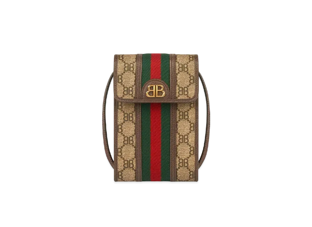 グッチ x バレンシアガ ハッカー スマートフォン バッグ コーティング キャンバス "ベージュ" 6801302103U0001