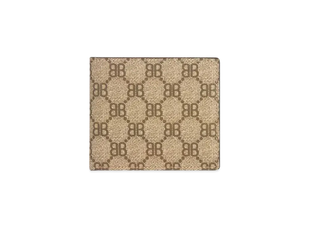 グッチ x バレンシアガ ハッカー 二つ折りコインウォレット コーティングキャンバス "ベージュ" 6804032103Z0001