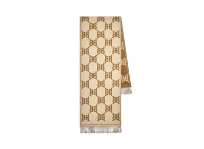 GUCCI x BALENCIAGA The Hacker Allover Logo Macro Scarf "Beige"