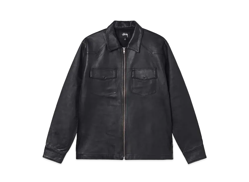Stussy LEATHER WESTERN ZIP LS SHIRT "Black"