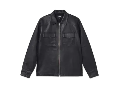 Stussy LEATHER WESTERN ZIP LS SHIRT "Black"