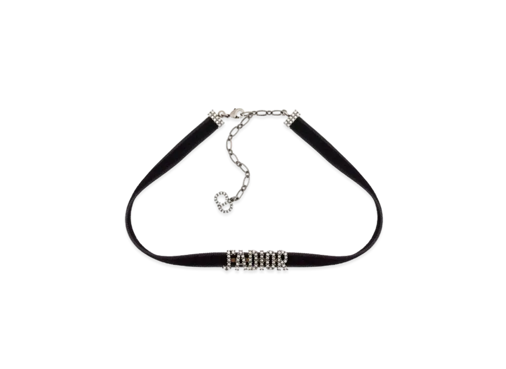 ディオール J'ADIOR チョーカー メタル・ベルベットリボン・クリスタル "アンティークパラジウム" N0681ADRCY_D909