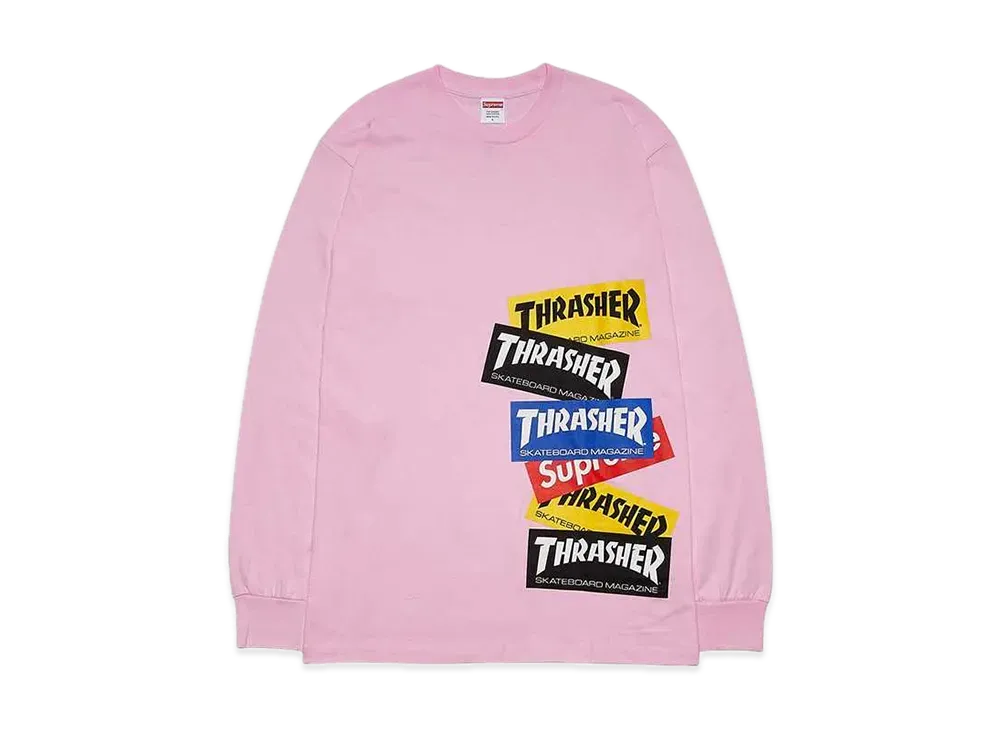 Supreme / Thrasher® Multi Logo L/S Tee "Light Pink"