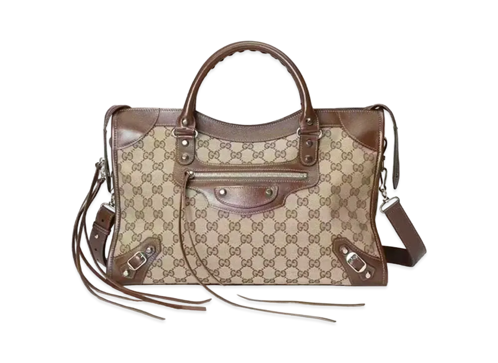 GUCCI x BALENCIAGA The Hacker Project medium Neo Classic Bag "Beige/Ebony"