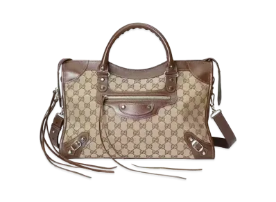GUCCI x BALENCIAGA The Hacker Project medium Neo Classic Bag "Beige/Ebony"