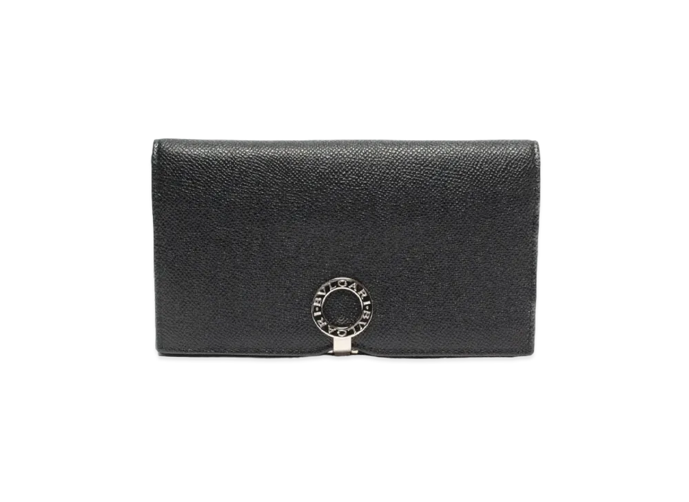 BVLGARI Grain Leather Clip Long Wallet "Black"