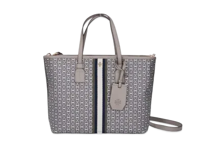 Tory Burch Gemini Link Canvas Small Top-Zip Tote Bag