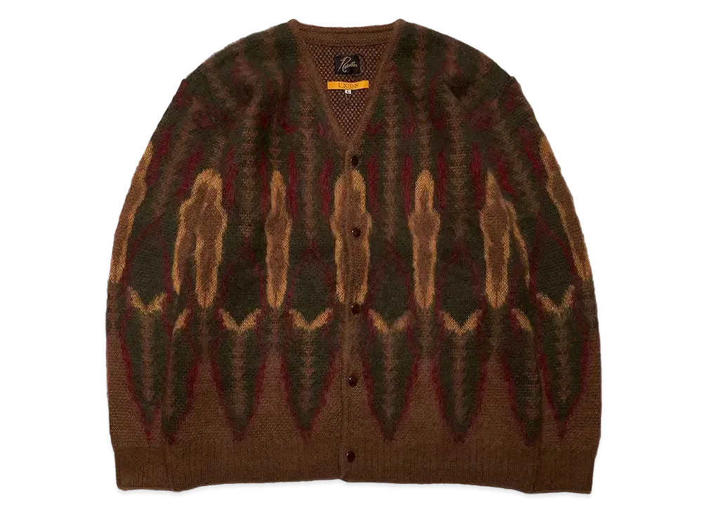 ユニオン x ニードルズ モヘア カーディガン サイケデリック "ブラウン"