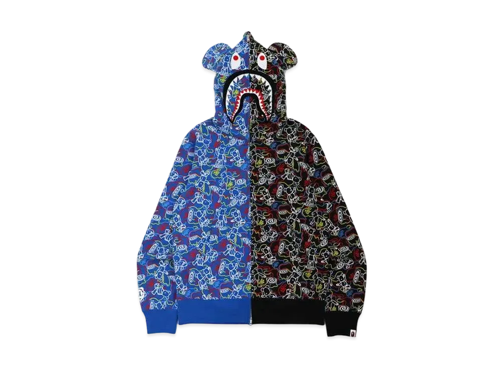 A BATHING APE BE@RBRICK CAMO BE@R SHARK FULL ZIP HOODIE "Multi"