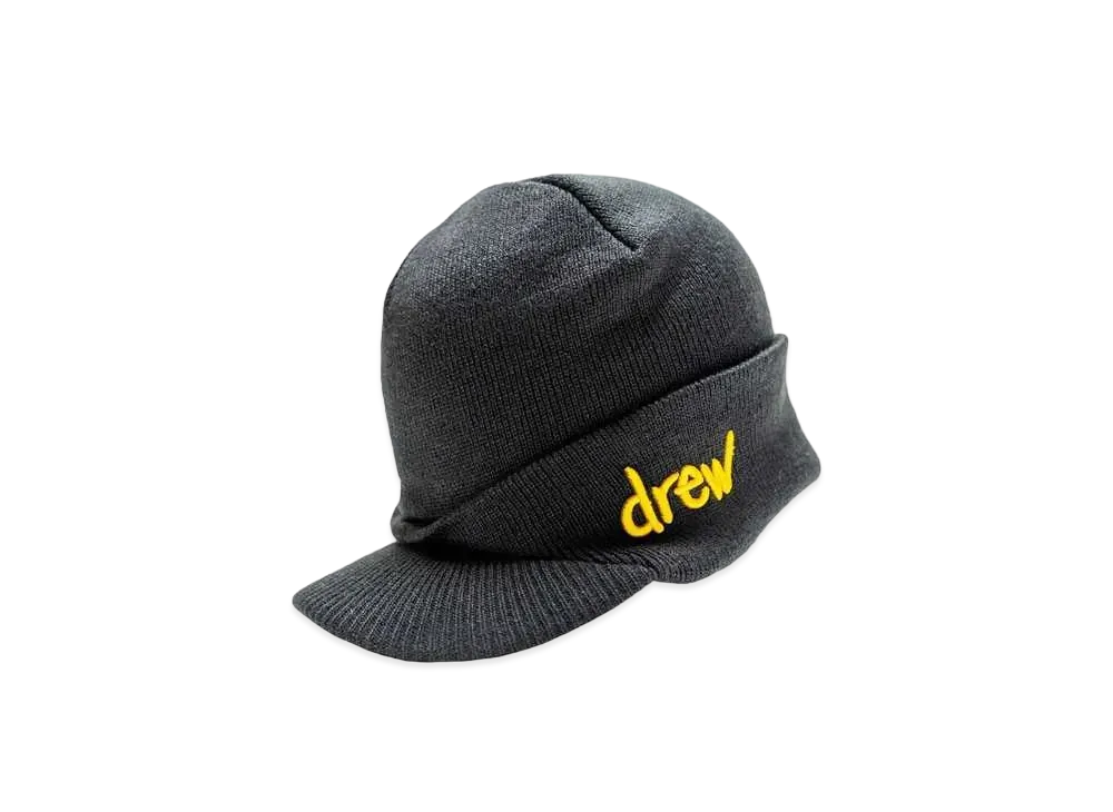drew house scribble billed waffle beanie "Black"